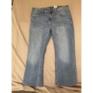 TK Axel Men's Slim Bootcut Jeans Blue Denim Medium Wash Button Zip 5-Pocket